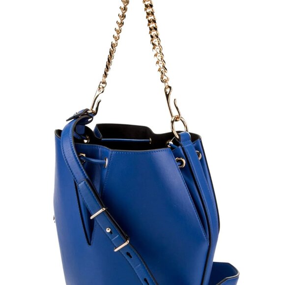 ALEXANDER MCQUEEN Blue Leather Bucket Bag LIKE NEW - Picture 10 of 11